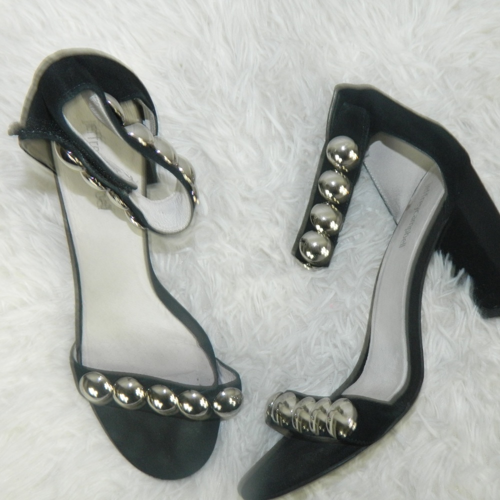 Jeffrey Campbell Black Suede Studded Heels 9.5 - Picture 7 of 8